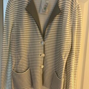 Armani Collezioni White and Gray Striped Blazer